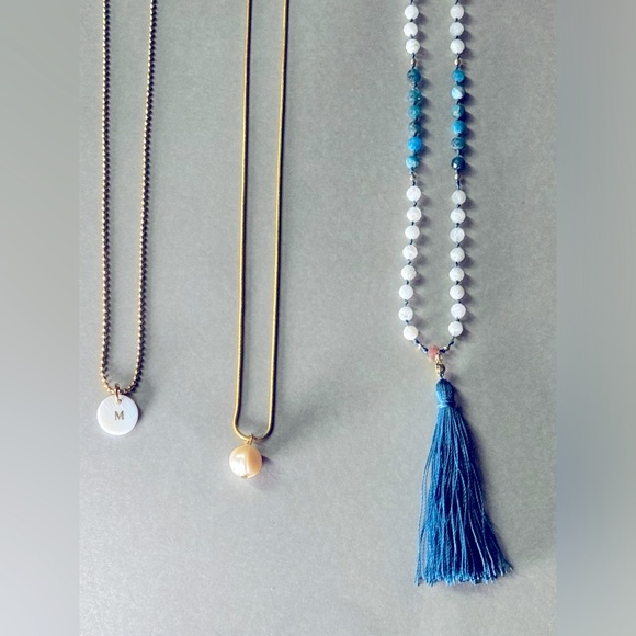 Handmade 18k gold•Apatite & Moonstone gemstone necklace. - Picture 1 of 6